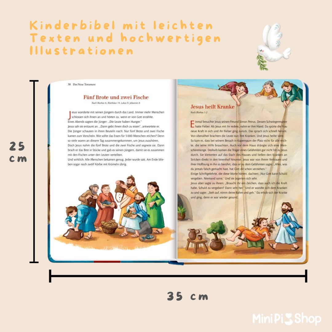 Kinderbibel personalisiert - Taufgeschenk mit Kreuz aus Holz Buch minipishop Bibel ohne Holzkreuz 