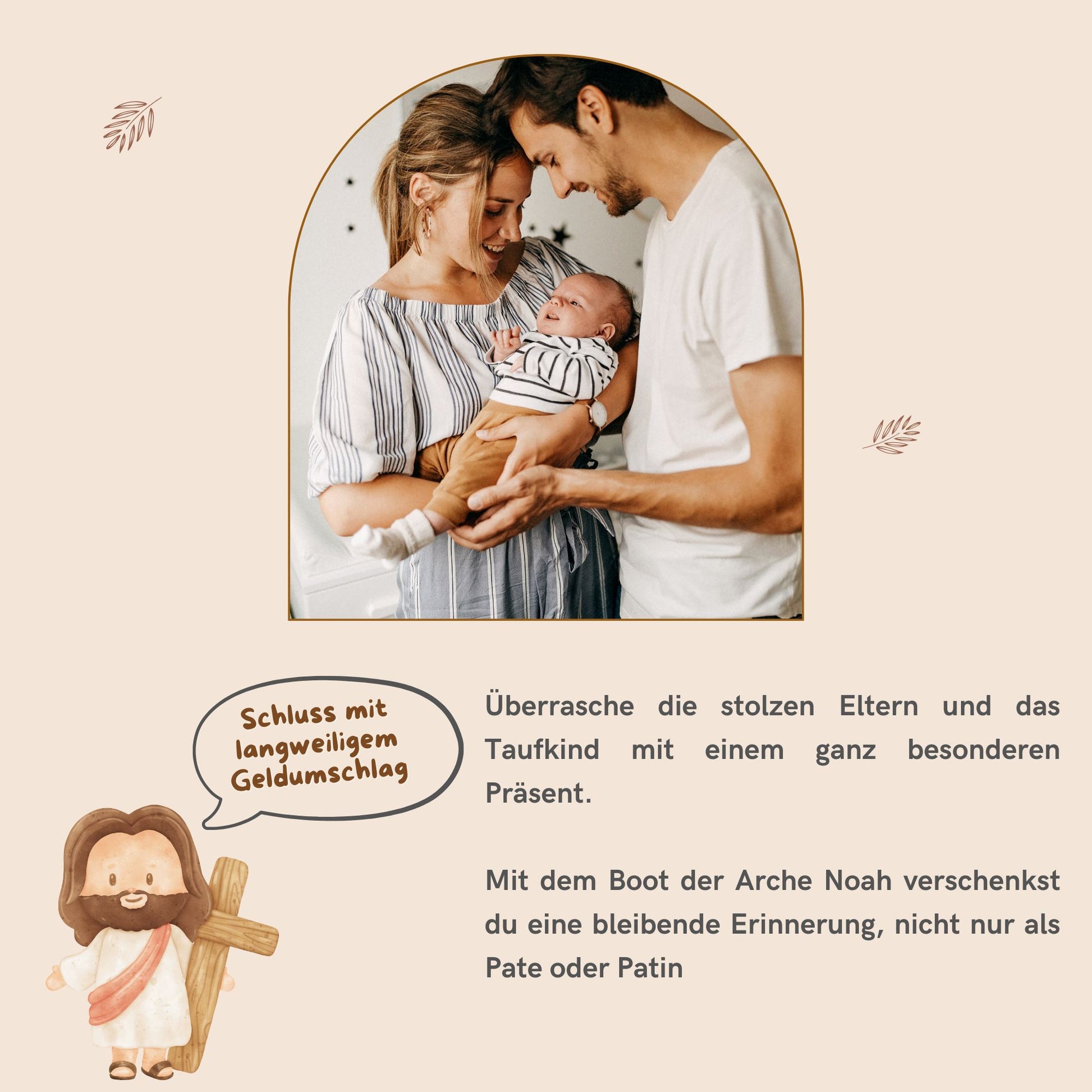 Taufgeschenk personalisiert Arche Noah als Geldgeschenk aus Holz Holzanhänger minipishop 